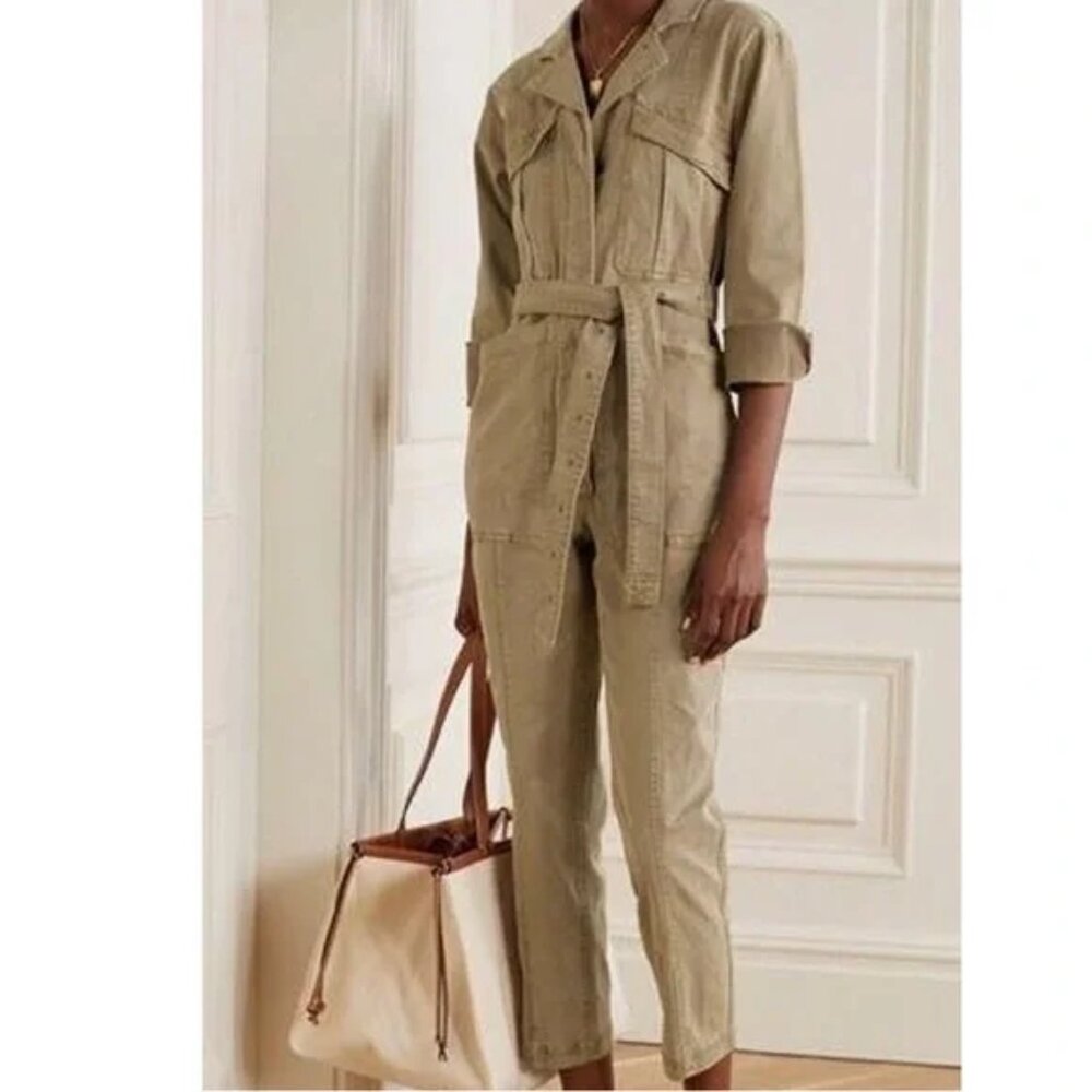 khaki alex mill expedition small jumpsuit